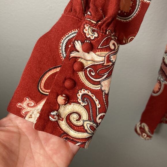 AFRM Red Paisley Boho Ruffle Bottom Dress Size XS - Picture 4 of 9